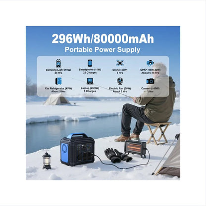 296Wh Portable Power Station — Solar Generator for Camping, RV & Home Backup
